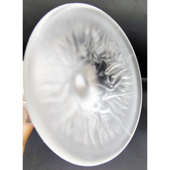 Bud Vase Fenton Satin Glass Lion Head Frosted Clear Crystal Signed Vintage Retro - Picture 14 of 15